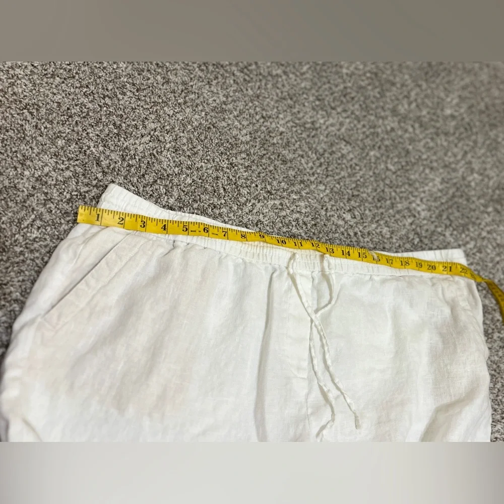 Talbots Womens Linen Pull On Pants Drawstring Plus Size 22 W White Wide Leg Crop - Picture 6 of 10